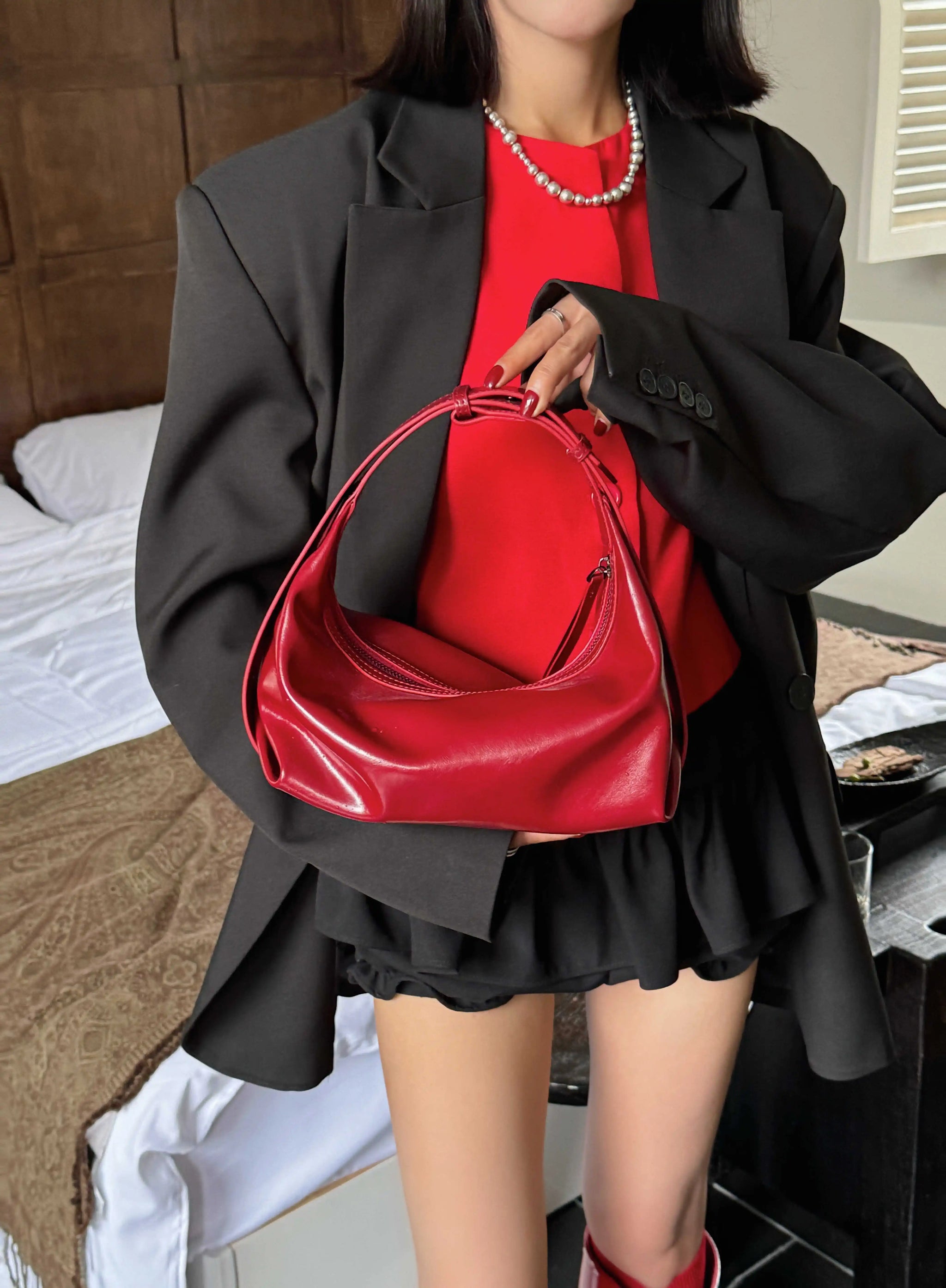 Motingsome Handbag Shoulder Pouch Woman Tote Smooth Cow Leather Crossbody Lady Spring Saddle Red Mini Messenger Purses 2025 New