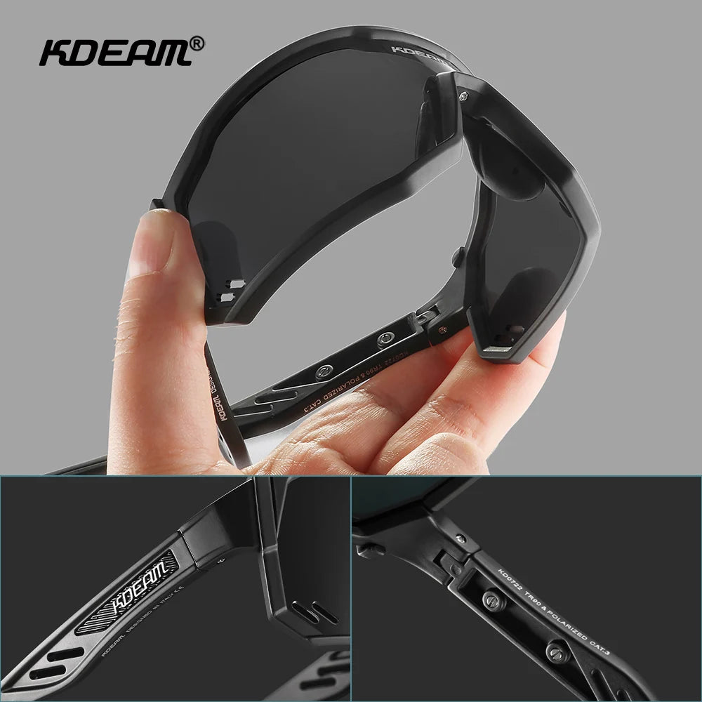 KDEAM High-End Sports Sunglasses Polarized Men's Cycling Glasses Dismountable TR90 Frame And Nose Pads Easy To Exchange