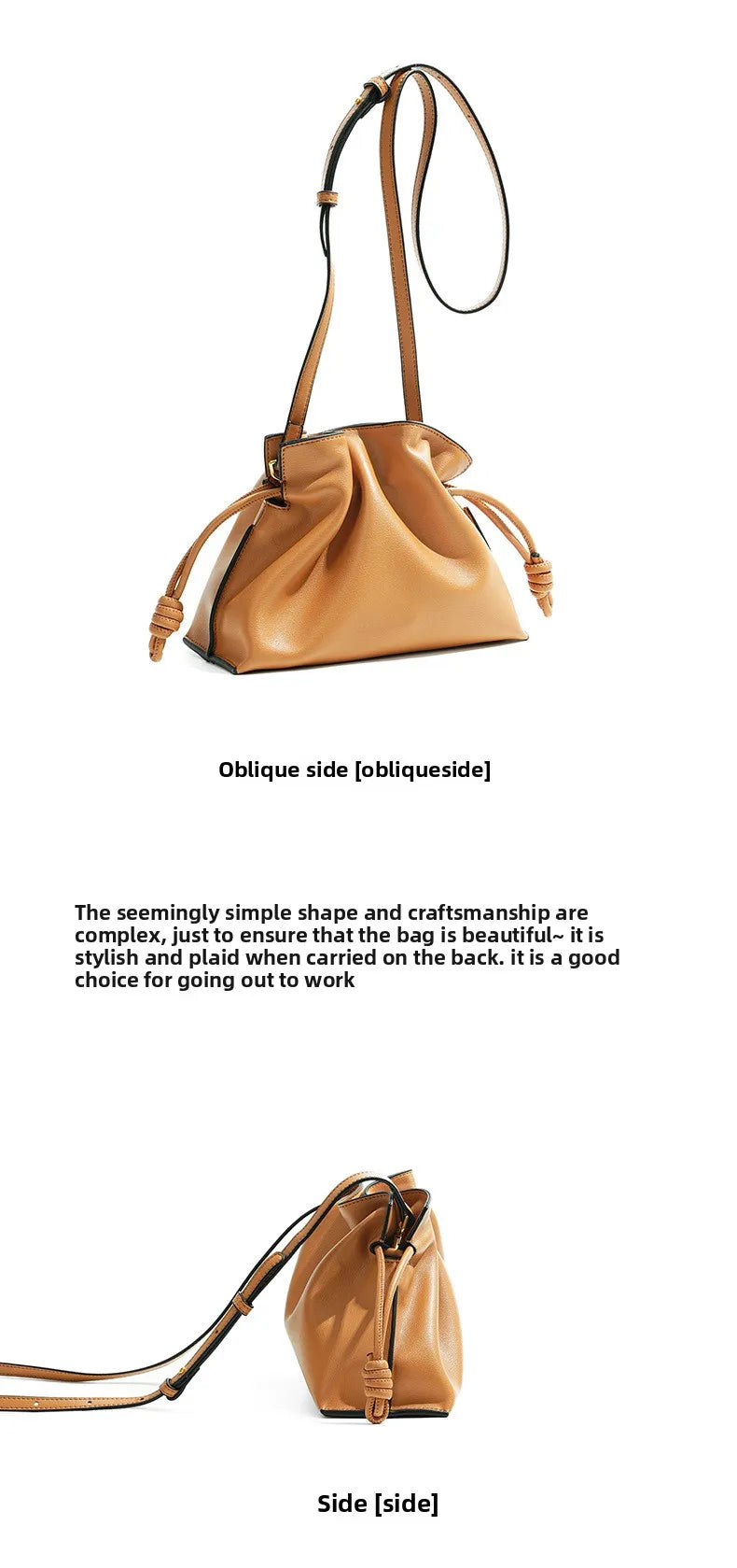 Autumn and Winter Classic Flamenco Fashion Lucky Bag Cloud Bag Genuine Leather Drawstring Shoulder Crossbody Bucket Bag for Wome