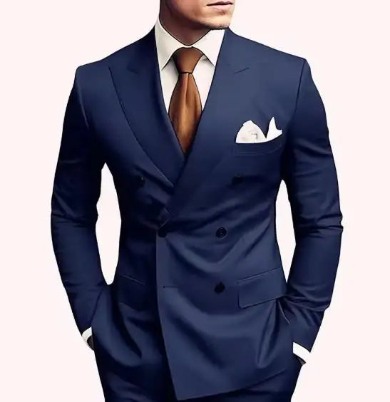 Men’s Double-Breasted Suit for Weddings & Business