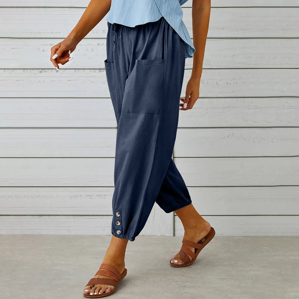 Women's High-Waist Cotton Linen Pants