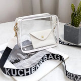 Transparent Crossbody Bag for Women Candy Color Letter Fashion Shoulder Bag PVC Transparent Jelly Bag Small Square Bag