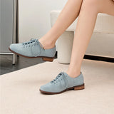 AIYUQI Women's Genuine Leather Lace-Up Oxford Loafers