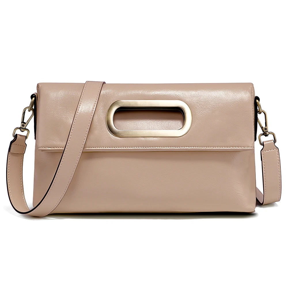Zency Vintage Genuine Leather Handbag for Women Large Capacity Brown Crossbody Designer Shoulder Bag 2026 Summer Beige Sac Bolsa