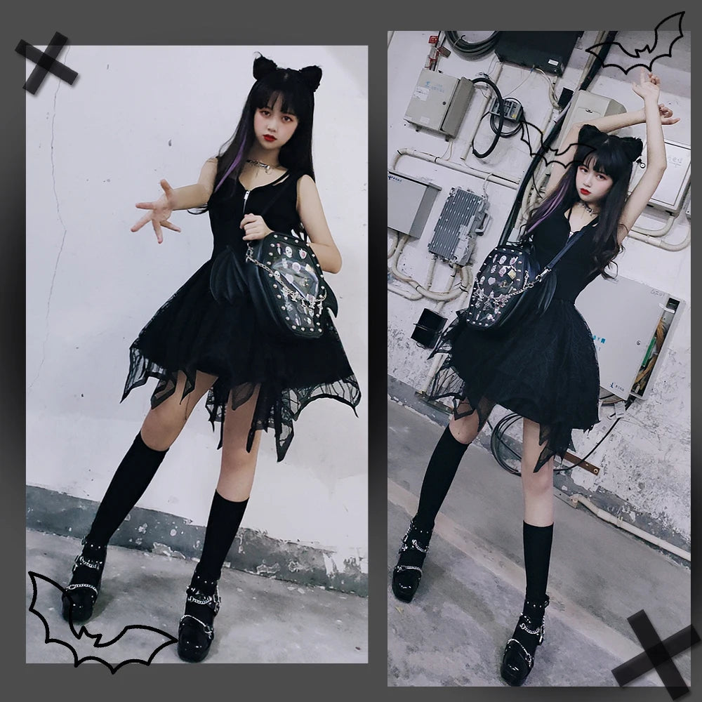 Gothic Punk Coffin Shape Ita Bag Women Clear Backpacks Dark Lolita Handbag and Shoulder Bag Girls Cosplay Designer 2 Insert