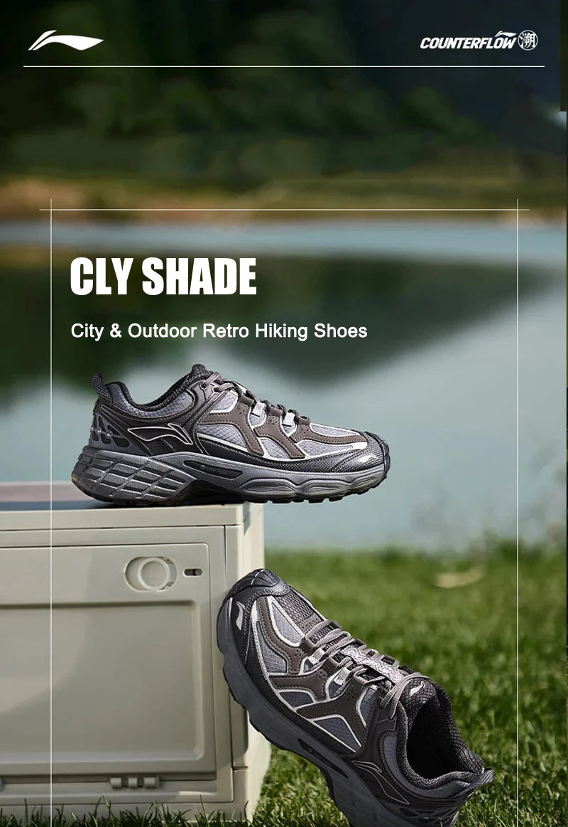Li-Ning Unisex CLY SHADE Outdoor Hiking Shoes LIGHT FOAM Cushioning Soft Reflective LiNing Casual Sneakers AHTV033