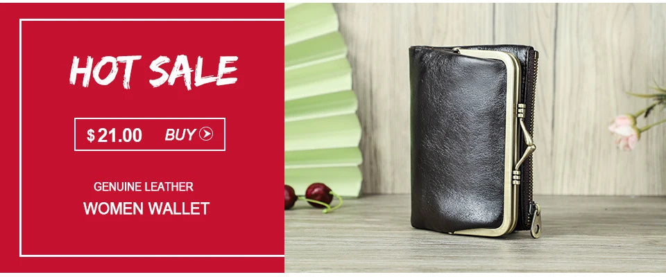 Contact'S Genuine Leather Wallets Women Men Wallet Short Small RFID Blocking Card Holder Wallets Ladies Red Coin Purse