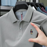 Men's Cotton Bear Embroidery Polo | Korean Style
