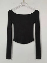 Chic Slash Neck Long Sleeve Cropped Tee