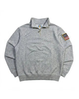 Y2K Navy Blue Quarter Zip Sweatshirt USA Embroidered American Flag Patch Jacket Men Women Vintage Streetwear Fashion Trend Top