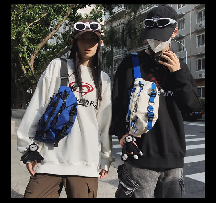 2024 Techwear Style Punk Hip Hop Single Shoulder Crossbody Bag Men Women Street Vintage Chest Bag Casual Sport Fanny Pack