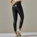Trendy High-Waist Faux Leather Leggings