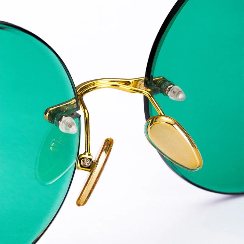 Rimless Round Sunglasses – UV400 Alloy Frame