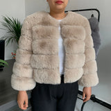 Elegant Winter Faux Fox Fur Crop Jacket