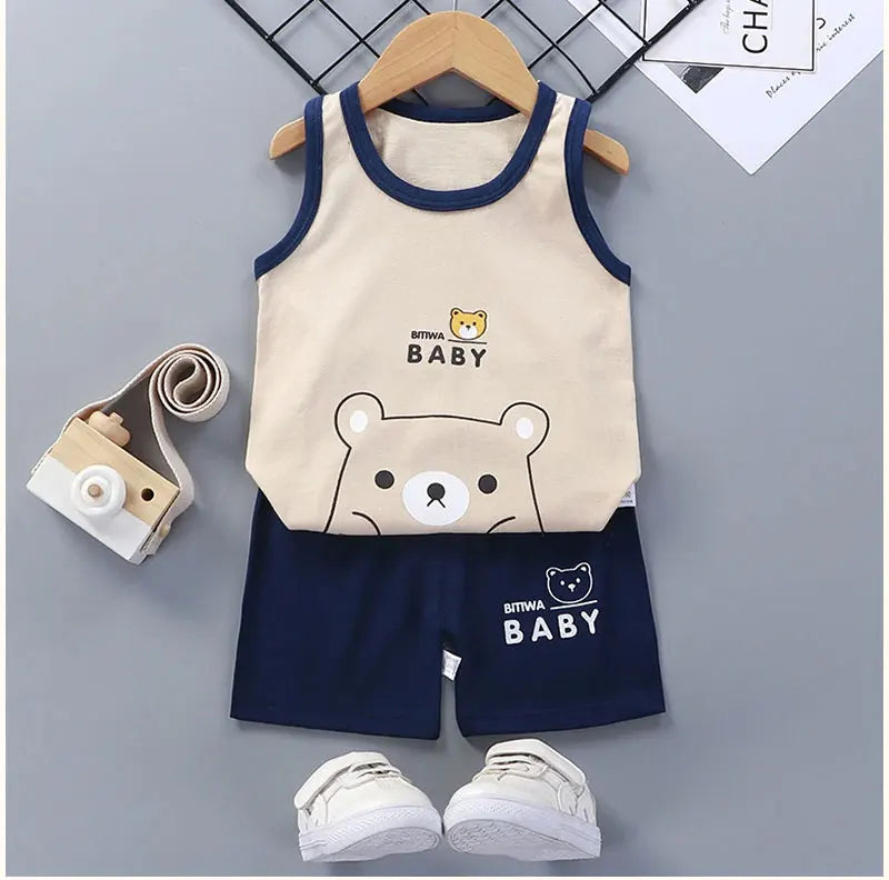 Kids' Cotton Summer Vest & Shorts Set