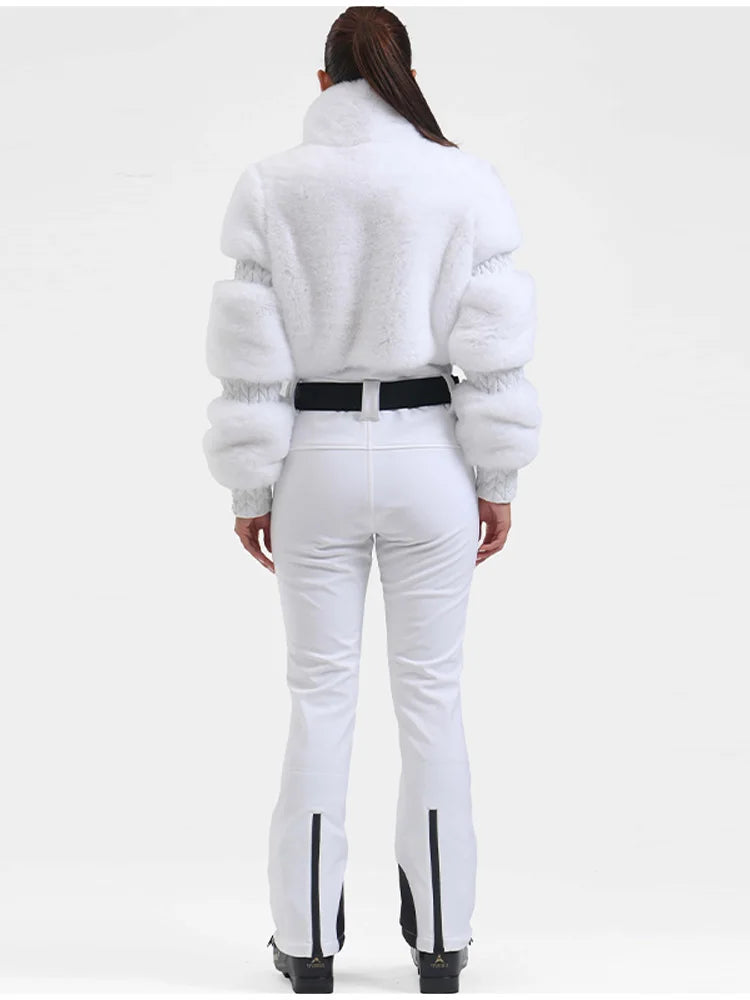Women’s Faux Fur Trim Ski Jumpsuit