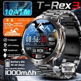 2025 New 1000mAh Battery Sports SmartWatch 1.73" AMOLED Screen 10ATM Waterproof Compass Altimeter Military T-Rex3 Smartwatch Men