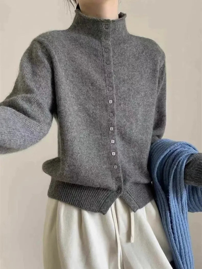 Women's Stand Collar Knit Cardigan Sweater