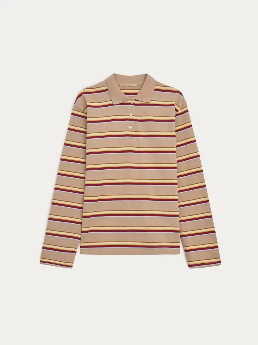 Vintage Striped Oversized Polo Shirt
