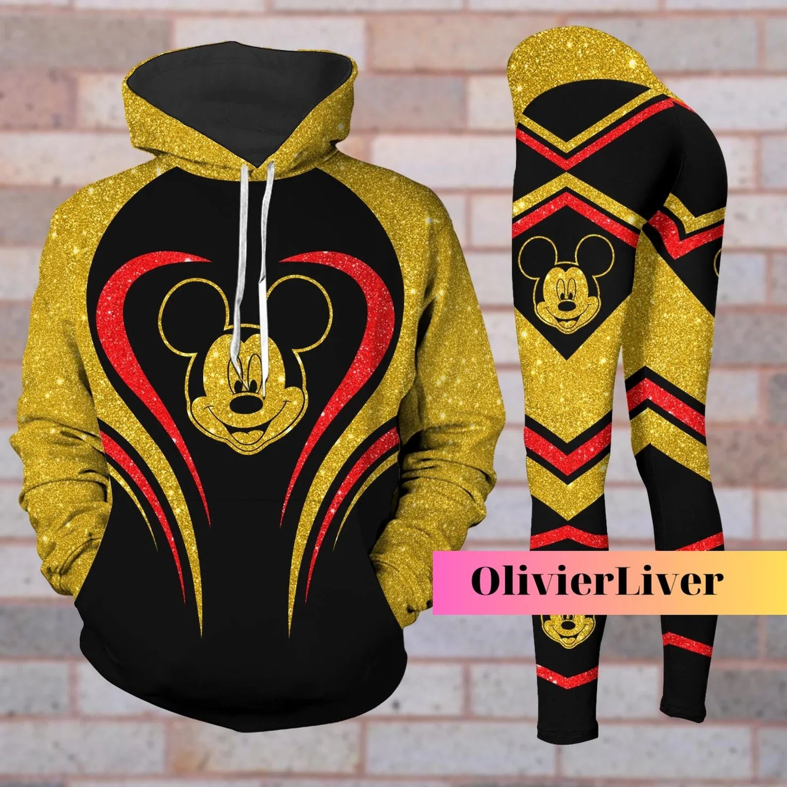 Disney Mickey & Minnie Mouse Hoodie & Leggings Set | Women's Athletic Tracksuit
