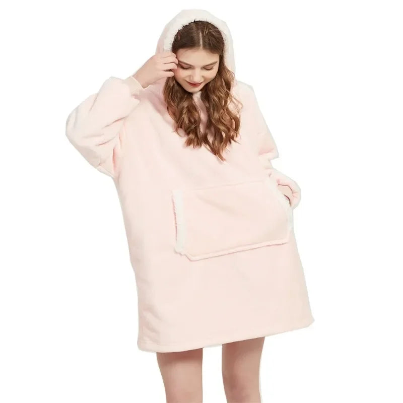 Oversized Microfiber Fleece Hoodie Blanket