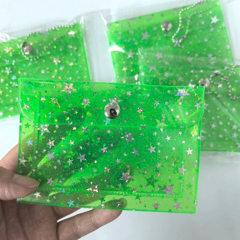 Transparent Laser Star Card Bag Mini Cute Wallet for Women Credit Card Holder Purse