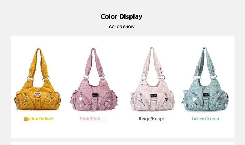 Angelkiss Women Handbags Rose Soft Tote Bag Small Top-handle Purse Fashion Satchel Multi-Pockets Shoulder Bag Hobos Phone Pack