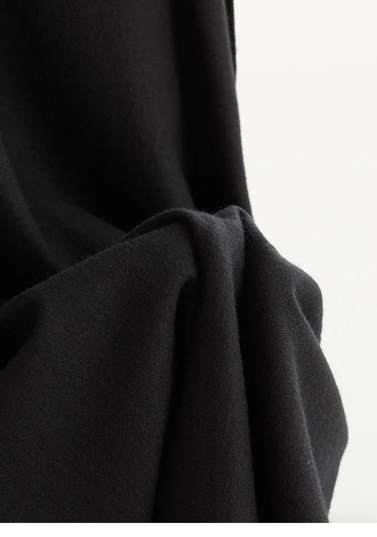 Elegant 100% Wool Elastic-Waist Skirt