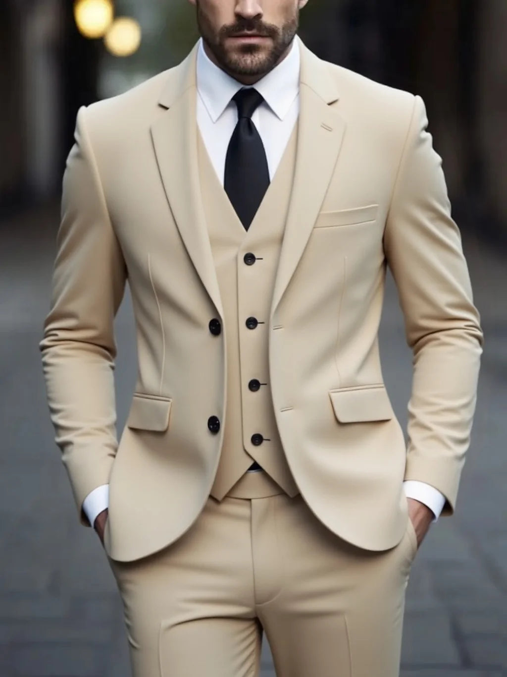 Men’s Classic Three-Piece White Business Suit