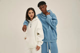 Cotton Baggy Fleece Hoodies for Men Solid Color Plush Pullovers Oversized Hooded Sweatshirt Autumn Winter Thick Clothes Unisex
