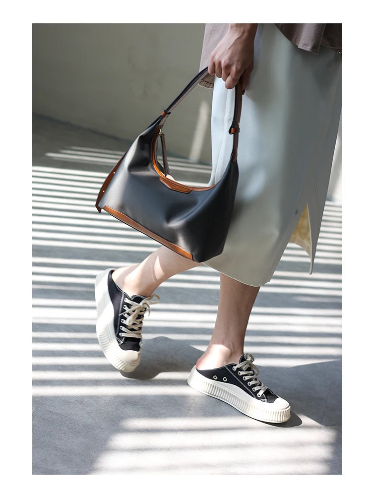 New Arrival Underarm Bag Women Genuine Leather Crossbody Bag Fashion Female Nylon Handbag Luxury Messenger Purses