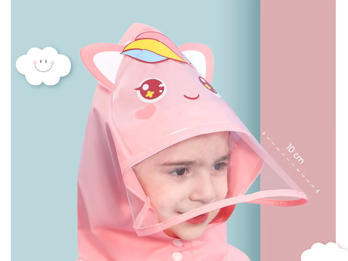 Kids' Whimsical Waterproof Raincoat with Backpack Space