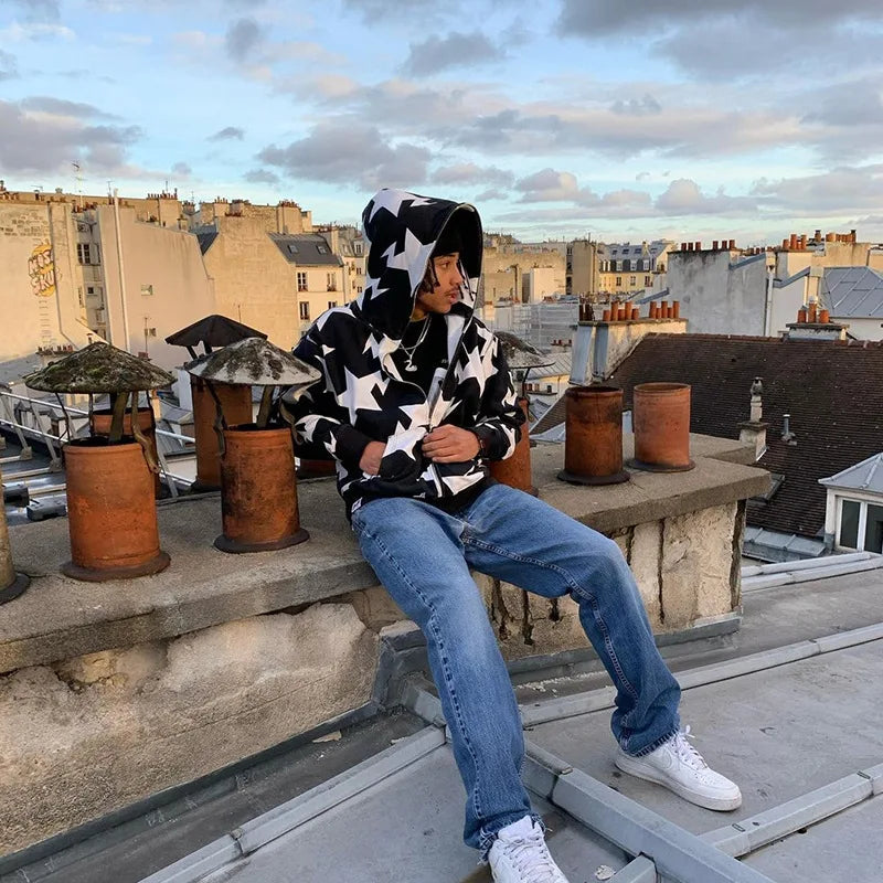 Men’s Y2K Star Print Relaxed Hoodie
