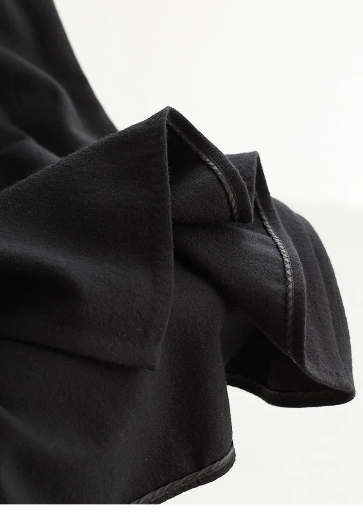 Elegant 100% Wool Elastic-Waist Skirt