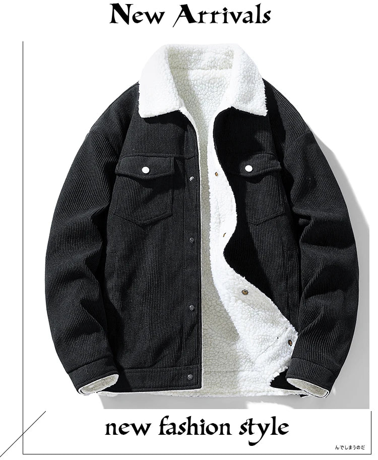 Men's Corduroy Fleece Jacket – Warm Winter Coat