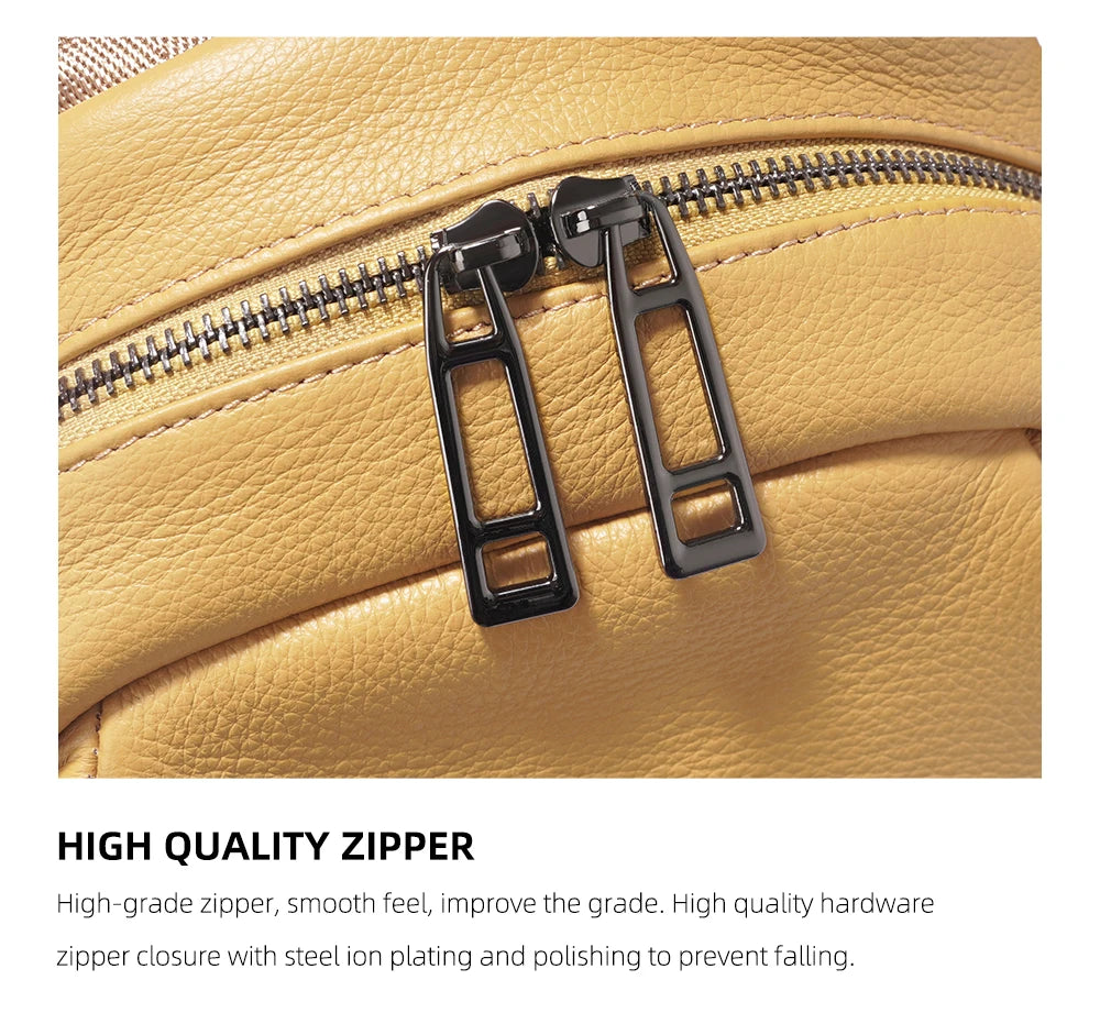 Zency Soft Genuine Leather Women Small Casual Backpack Travel Rucksack Shoulder Bag Purse Preppy Style Mochila 2025