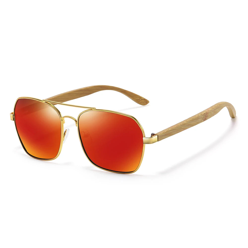 GM Fashion Retro Metallic Square Sunglasses for Women and Men Luxury Designer Brands Popular Driving Bamboo and Wood Sunglasses