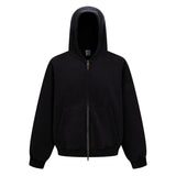New Autumn and Winter Cashmere Zip Up Jacket Streetwear Casual Oversized Acid Washed Wax Printed Hooded Fleece Zipper Hoodie
