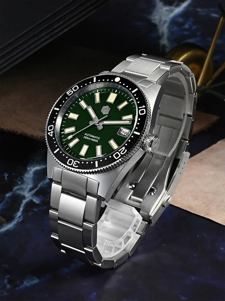 San Martin 62mas Diver Watch 39mm Classic NH35 Men Automatic Mechanical Watches Sapphire Waterproof 200m  SLN C3 Luminous SN0007