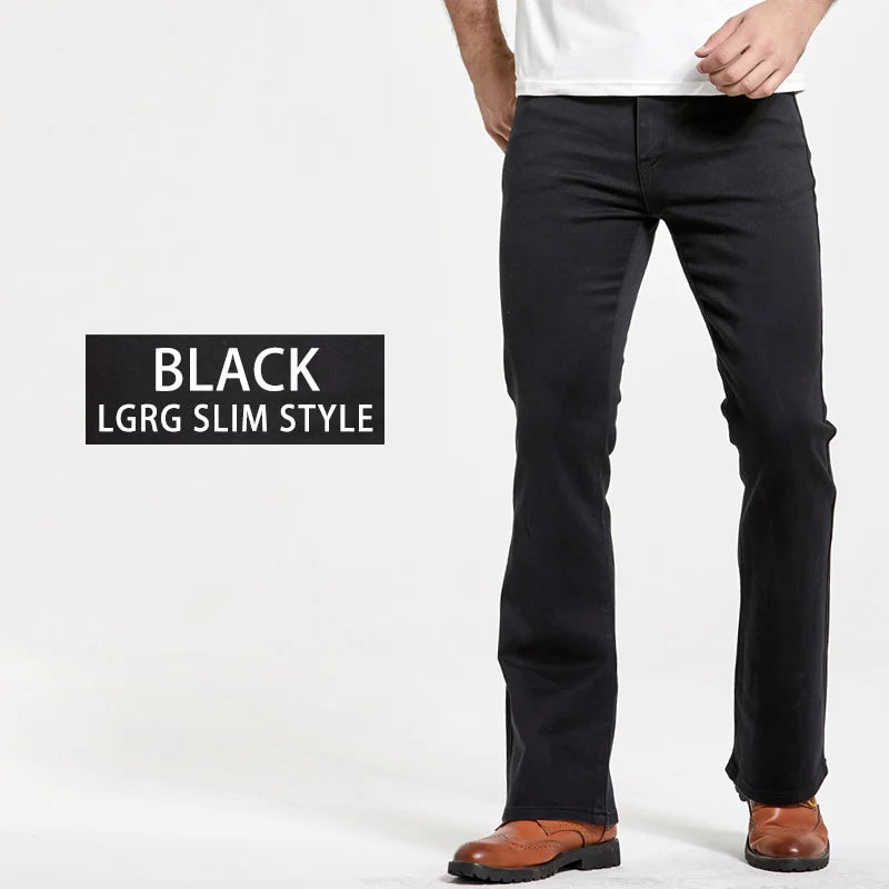 Men's Stretch Bootcut Jeans | Slim Flare Denim Trousers