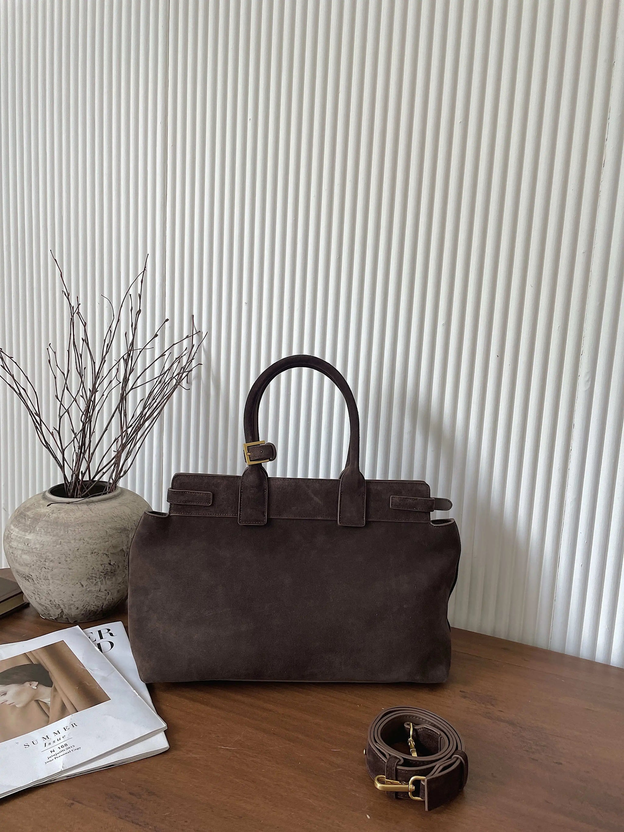 Motingsome 100% Natural Suede Bag Women Tote Luxury Designer Bags Roomy Casual Tote Crossbody Fashionable Handbag and Purses New