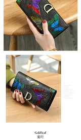 Genuine Leather Purse Wallet Female 3d Embossing Ladies Personality Retro Long Clutch Wallet Women Purse Coin Holders