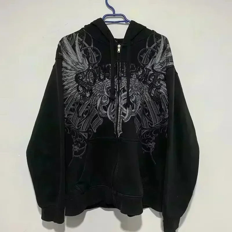 Y2K Harajuku Joker Graphic Zip-Up Hoodie