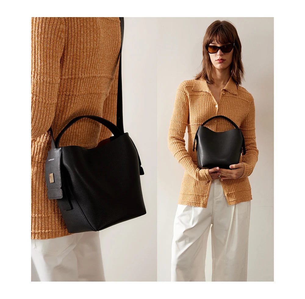 LA FESTIN Original Brand Genuine Leather Ladies Handbag Shoulder Crossbody Bag Portable Bucket Bag Female Bags Women's Bag