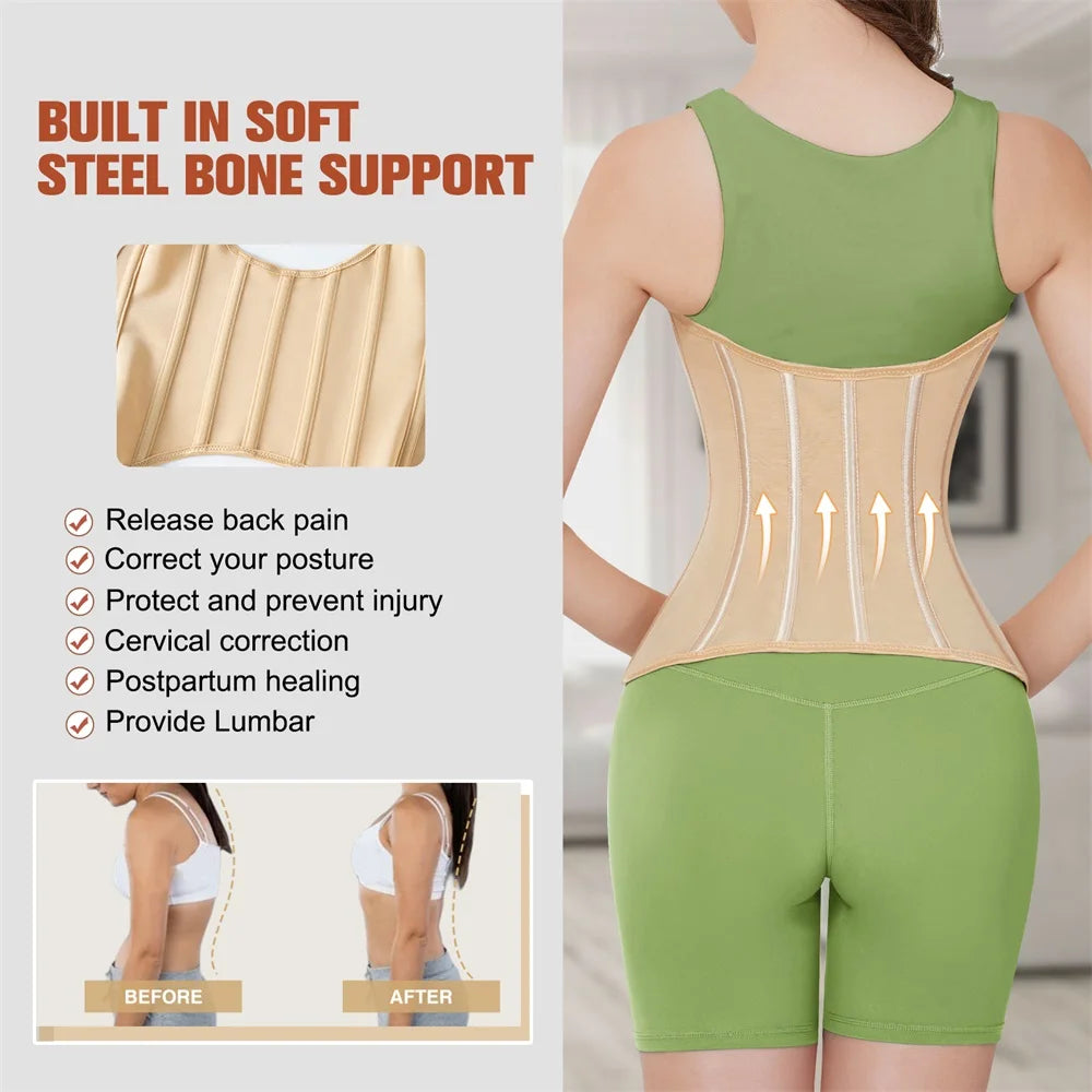 U-Shaped Steel-Boned Waist Trainer & Breast Lift Corset