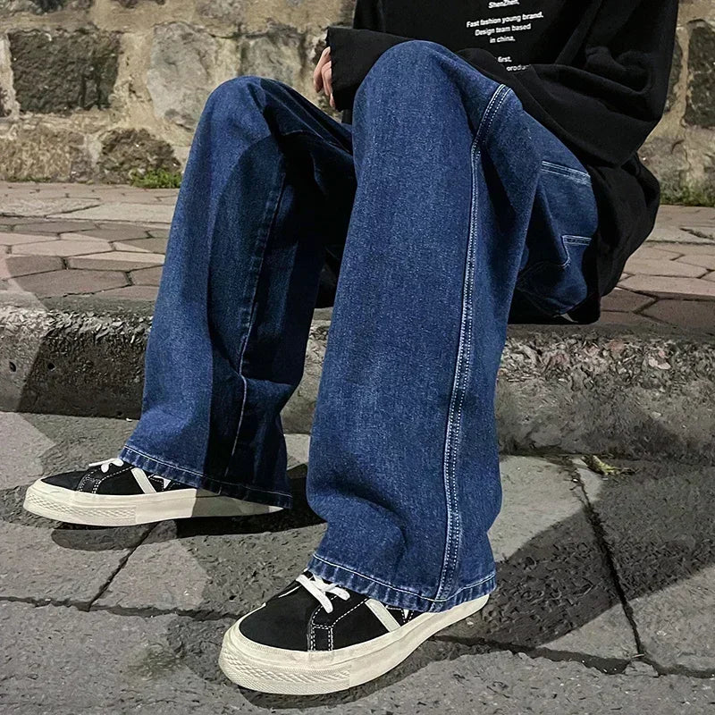 Men's Korean Wide-Leg Jeans – Relaxed Streetwear Fit