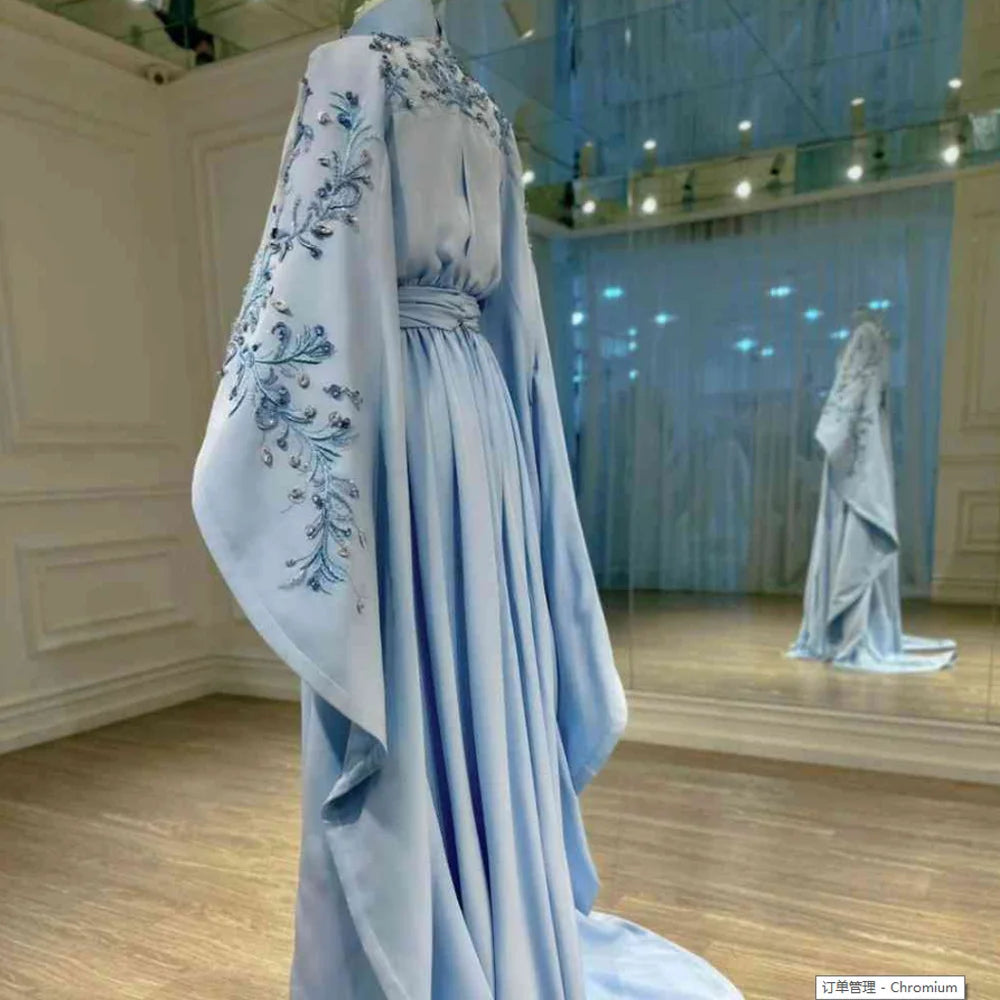 Kaftan Evening Gown | A-Line Long Sleeve Formal Dress