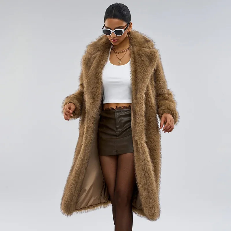 Luxury Gradient Faux Fur Overcoat