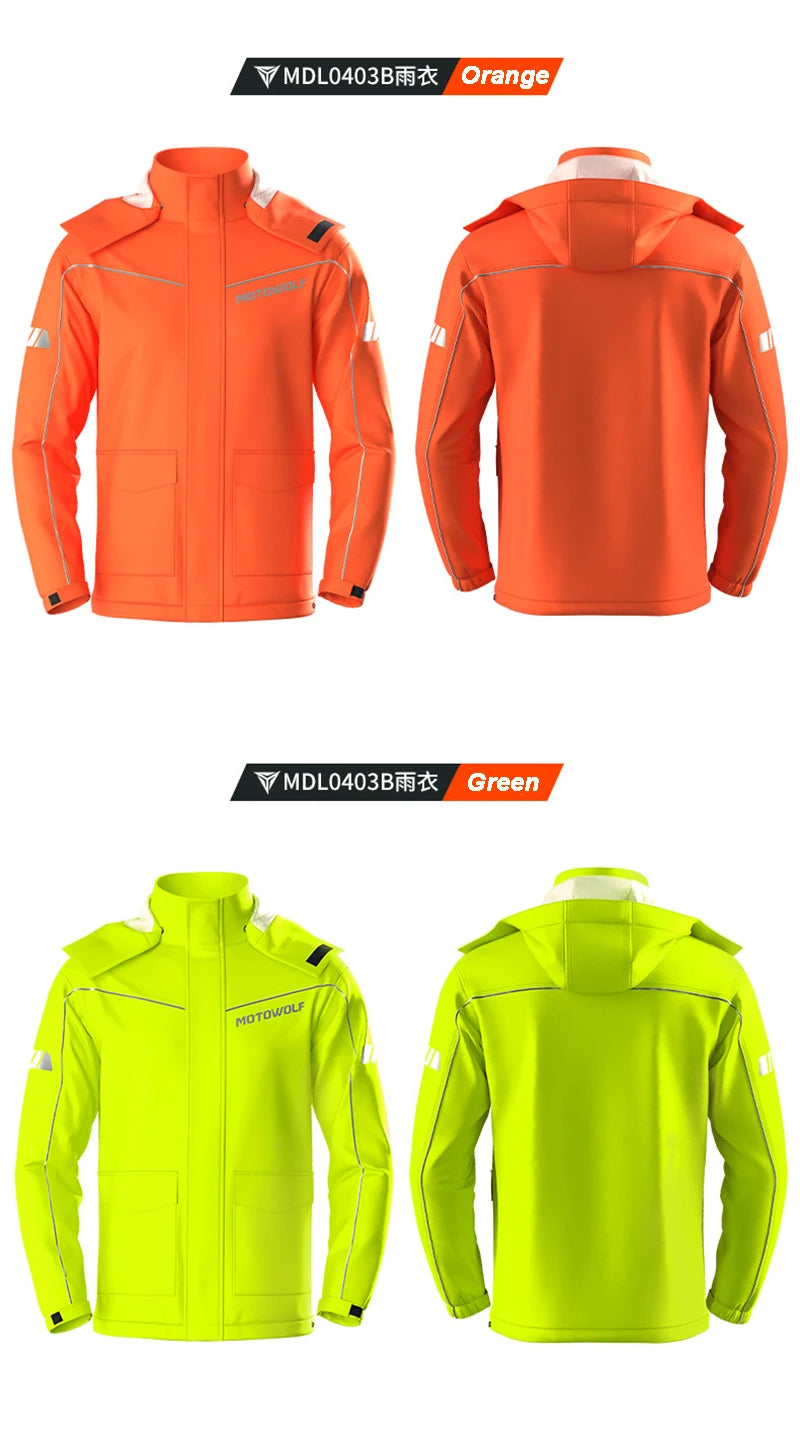 Men's Waterproof Motorcycle Rain Suit – Reflective Split Jacket & Pants