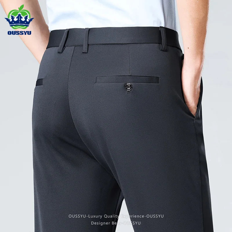 Men's Stretch Suit Pants — Slim Straight Business Formal Trousers